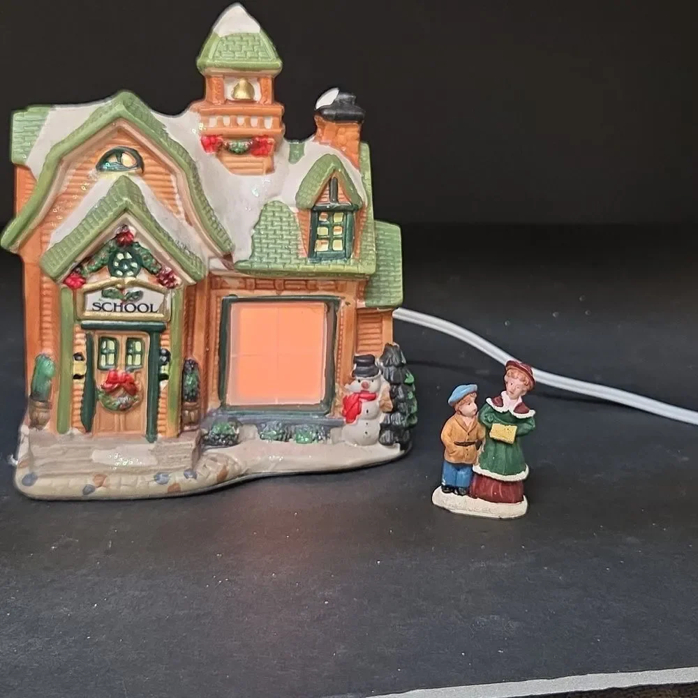 Vintage Holiday Schoolhouse‎ For Christmas Village